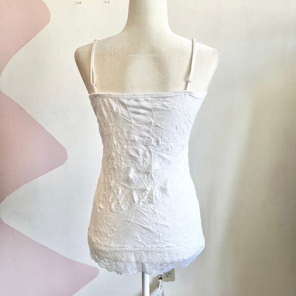 White Lace Trim Tank Top, Coquette Balletcore Y2K‎ Fairycore Small Bridal - Picture 2 of 5
